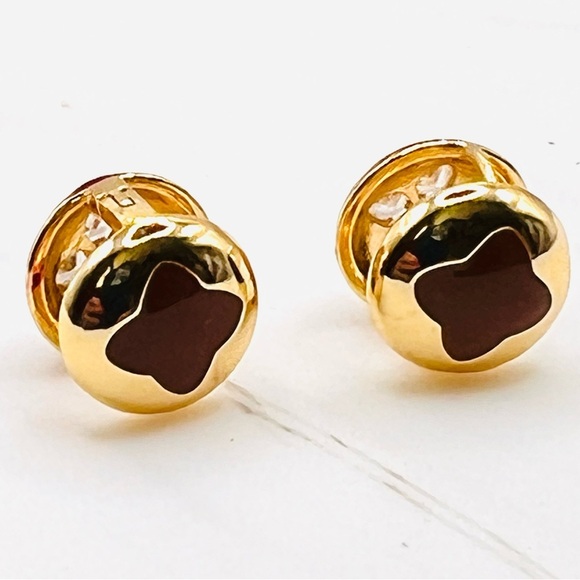 Elegant Red and Gold Floral Earrings - Picture 3 of 6